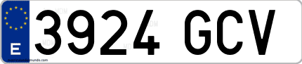 Ejemplo de matrícula de coche ordinaria 3924 GCV
