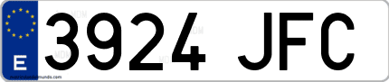 Ejemplo de matrícula de coche ordinaria 3924 JFC