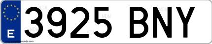 Ejemplo de matrícula española 3925 BNY