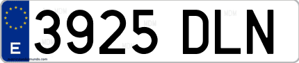Ejemplo de matrícula de coche ordinaria 3925 DLN