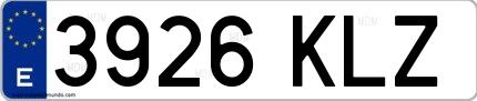 Ejemplo de matrícula española 3926 KLZ