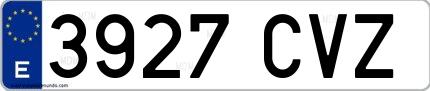 Ejemplo de matrícula española 3927 CVZ