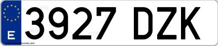 Ejemplo de matrícula española 3927 DZK