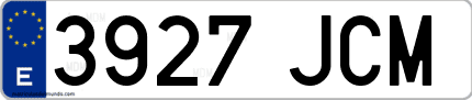 Ejemplo de matrícula de coche ordinaria 3927 JCM