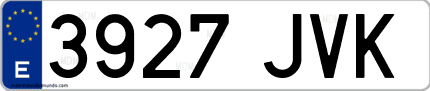 Ejemplo de matrícula de coche ordinaria 3927 JVK
