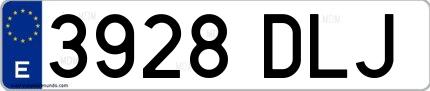 Ejemplo de matrícula española 3928 DLJ