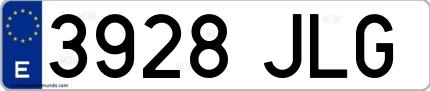 Ejemplo de matrícula española 3928 JLG