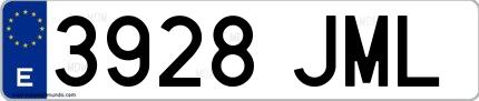 Ejemplo de matrícula española 3928 JML