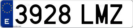 Ejemplo de matrícula española 3928 LMZ