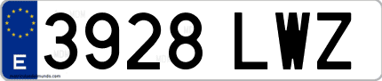 Ejemplo de matrícula de coche ordinaria 3928 LWZ