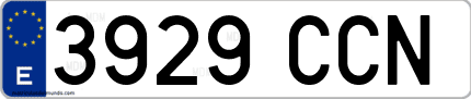 Ejemplo de matrícula de coche ordinaria 3929 CCN