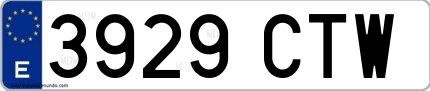 Ejemplo de matrícula española 3929 CTW