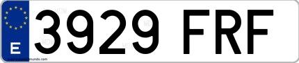 Ejemplo de matrícula española 3929 FRF