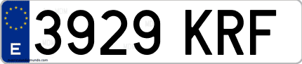 Ejemplo de matrícula de coche ordinaria 3929 KRF