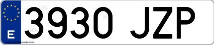 Ejemplo de matrícula española 3930 JZP