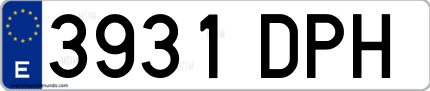 Ejemplo de matrícula de coche ordinaria 3931 DPH