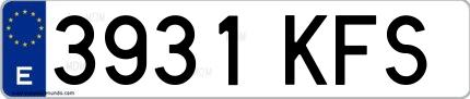 Ejemplo de matrícula española 3931 KFS