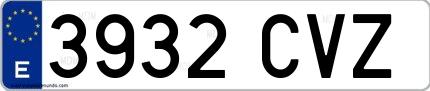 Ejemplo de matrícula española 3932 CVZ