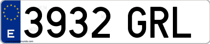 Ejemplo de matrícula de coche ordinaria 3932 GRL