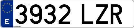 Ejemplo de matrícula de coche ordinaria 3932 LZR