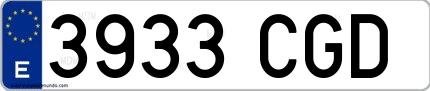 Ejemplo de matrícula española 3933 CGD