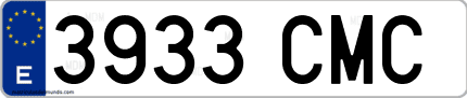 Ejemplo de matrícula de coche ordinaria 3933 CMC