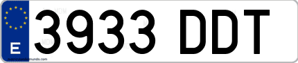 Ejemplo de matrícula de coche ordinaria 3933 DDT