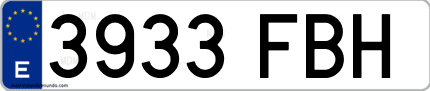 Ejemplo de matrícula de coche ordinaria 3933 FBH
