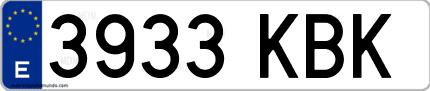 Ejemplo de matrícula de coche ordinaria 3933 KBK