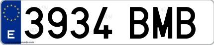 Ejemplo de matrícula española 3934 BMB