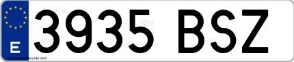 Ejemplo de matrícula española 3935 BSZ