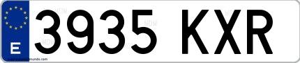 Ejemplo de matrícula española 3935 KXR