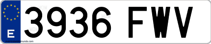 Ejemplo de matrícula de coche ordinaria 3936 FWV