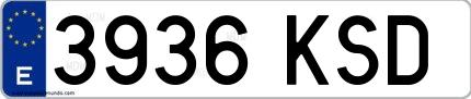 Ejemplo de matrícula española 3936 KSD