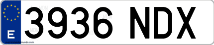 Ejemplo de matrícula de coche ordinaria 3936 NDX