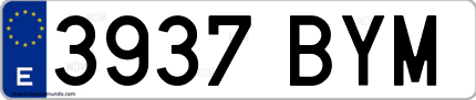 Ejemplo de matrícula de coche ordinaria 3937 BYM
