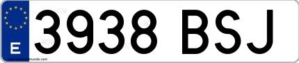 Ejemplo de matrícula española 3938 BSJ
