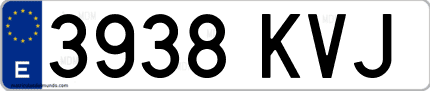 Ejemplo de matrícula de coche ordinaria 3938 KVJ