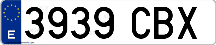 Ejemplo de matrícula de coche ordinaria 3939 CBX