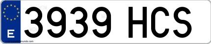 Ejemplo de matrícula española 3939 HCS