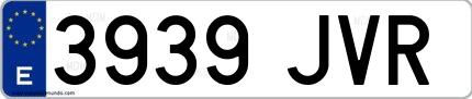 Ejemplo de matrícula española 3939 JVR
