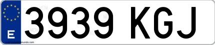 Ejemplo de matrícula española 3939 KGJ