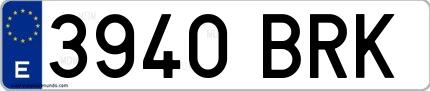 Ejemplo de matrícula española 3940 BRK