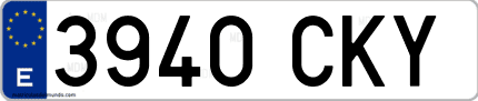 Ejemplo de matrícula de coche ordinaria 3940 CKY