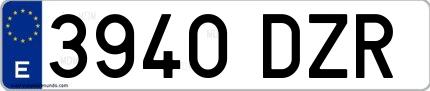 Ejemplo de matrícula española 3940 DZR