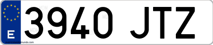 Ejemplo de matrícula de coche ordinaria 3940 JTZ