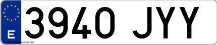 Ejemplo de matrícula española 3940 JYY