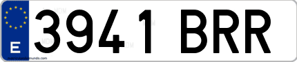 Ejemplo de matrícula de coche ordinaria 3941 BRR