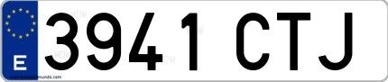 Ejemplo de matrícula española 3941 CTJ