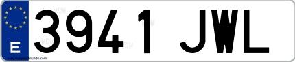 Ejemplo de matrícula española 3941 JWL